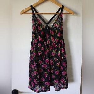 Torrid Curve Beautiful Black Floral Lace Chemise With Adjustable Straps Size 00